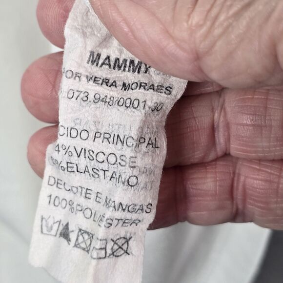 Blouse Top Tee S White V-Neck Sheer Short Cap Flutter Sleeve Pullover Relaxed - Picture 7 of 8